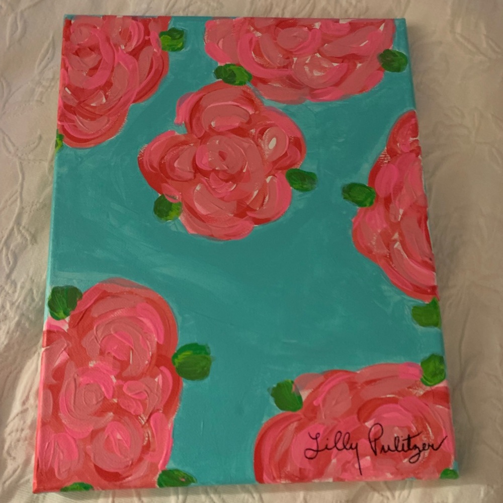 Lilly Pulitzer inspired painting wall art picture flowers